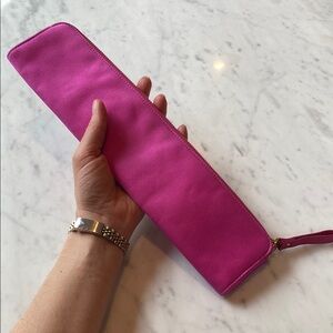 Kate Spade minimalist satin clutch in Fuchsia